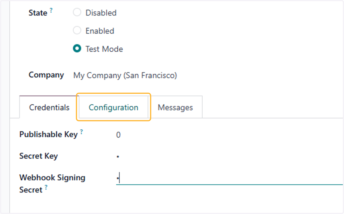 Click on Configuration