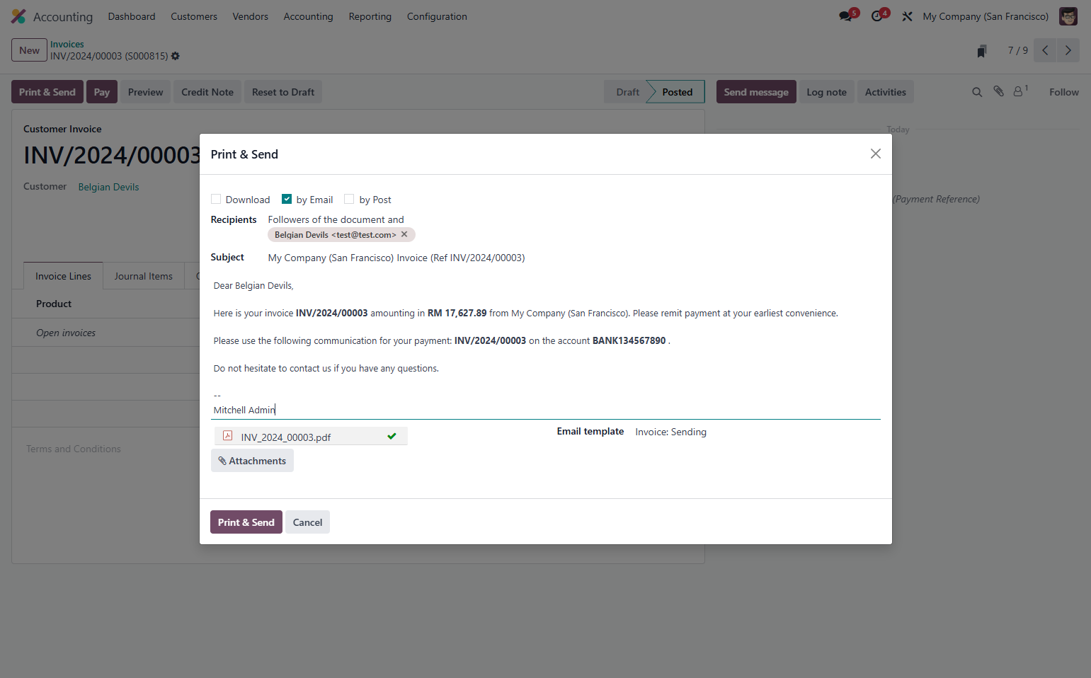 Check details of Email generated.