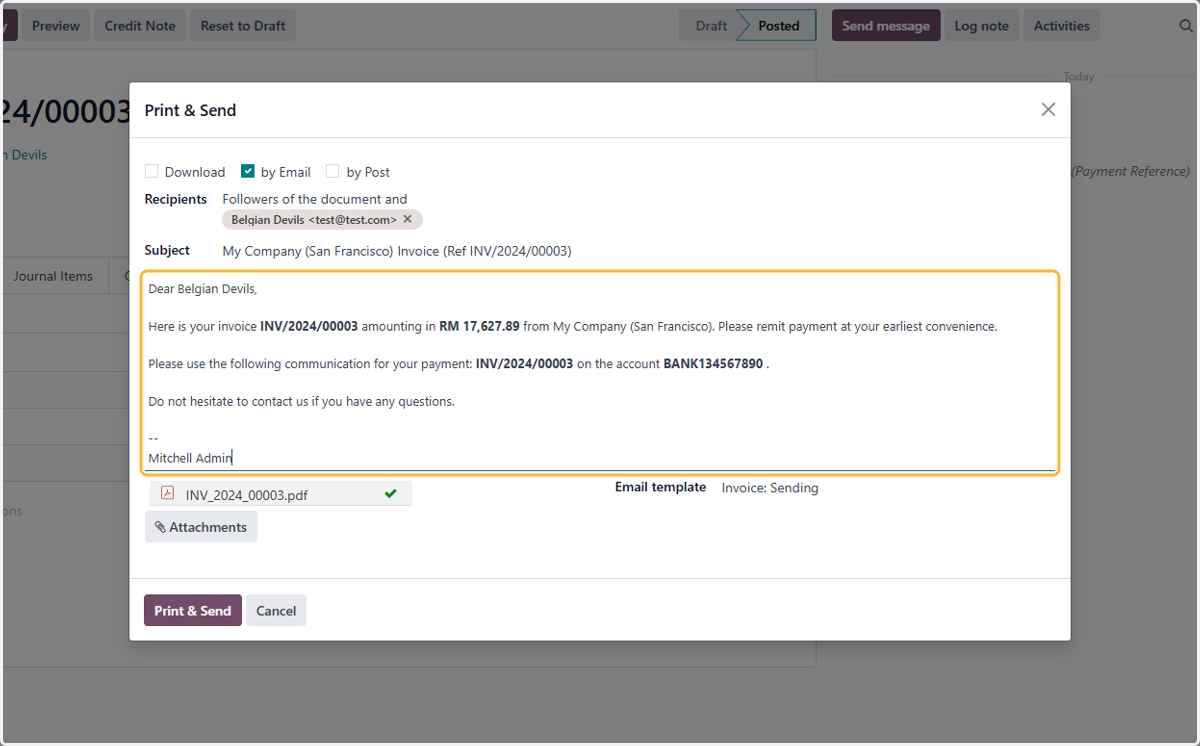 Check details of Email generated.