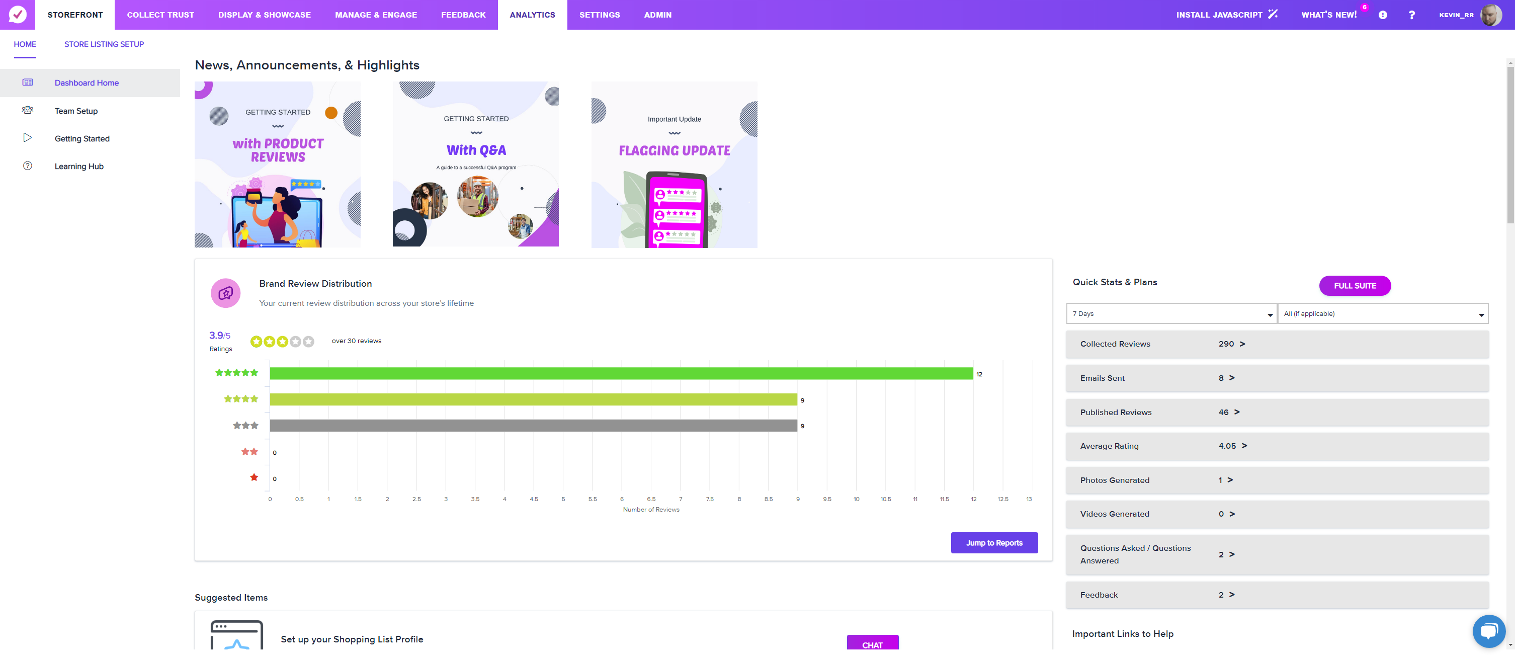 Click on Analytics