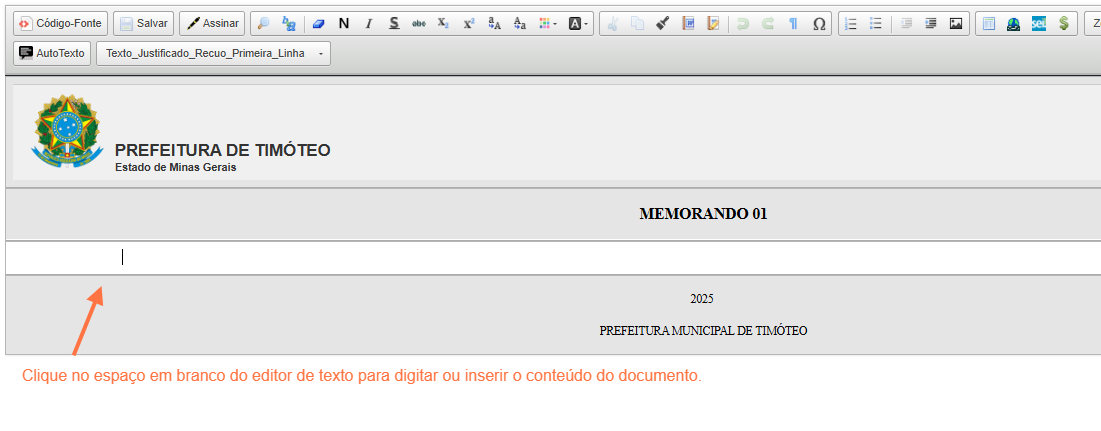 Redija o conteúdo do documento
