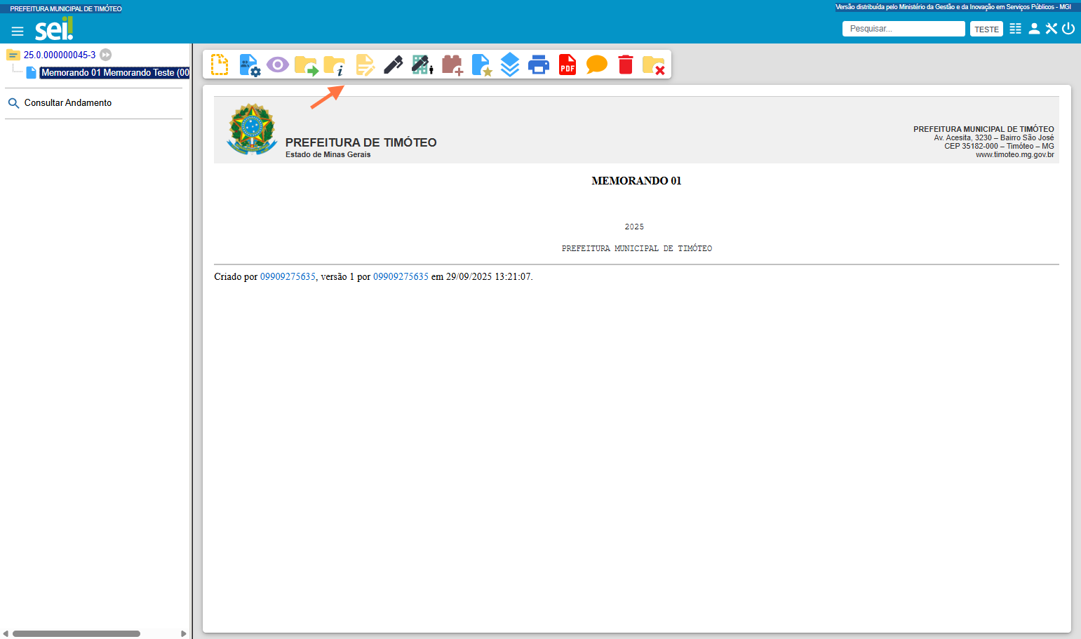 Inserir/Editar Conteúdo do documento