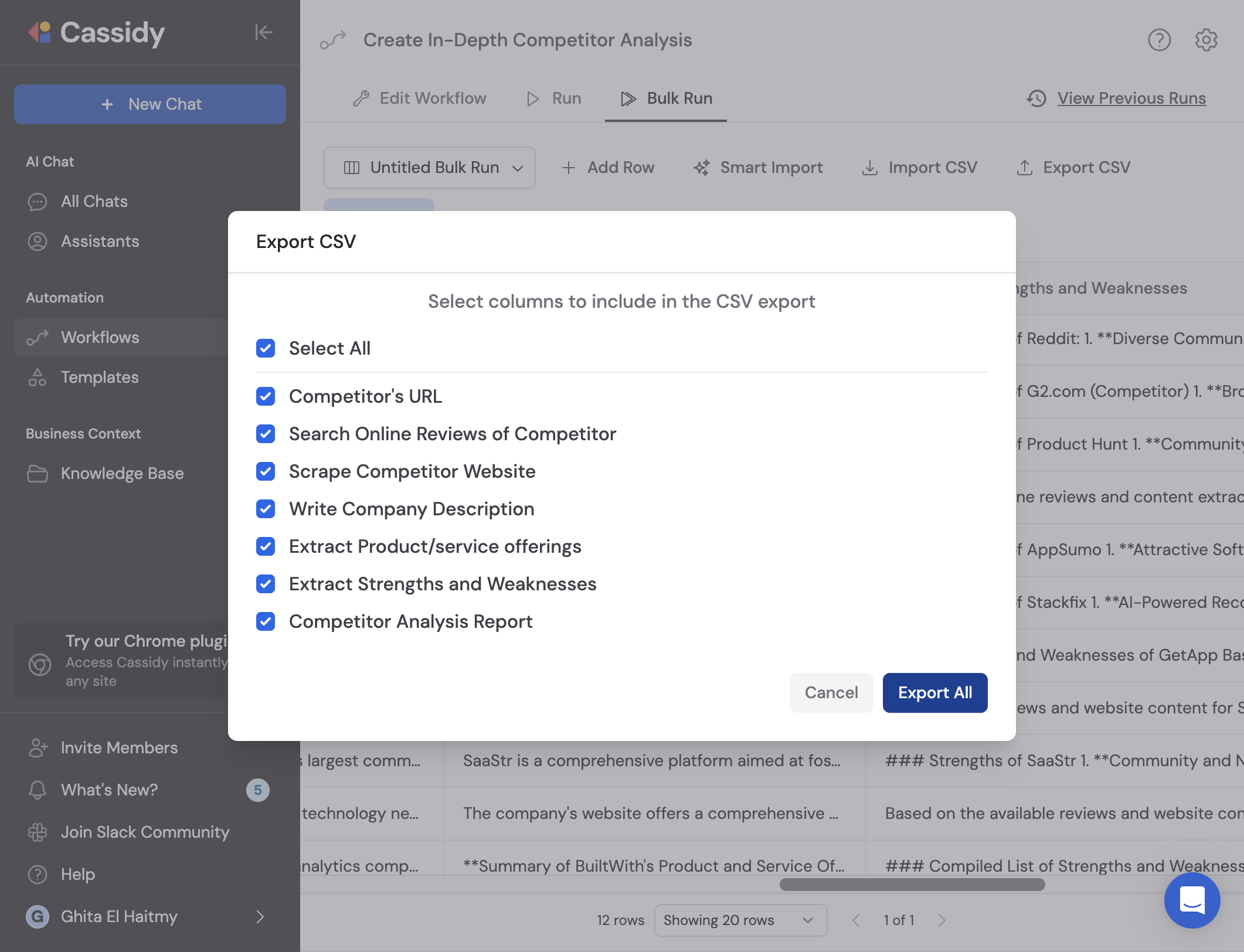 Click on Export All