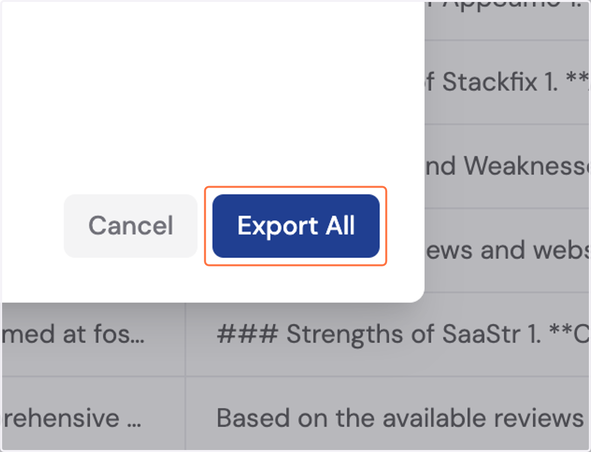 Click on Export All