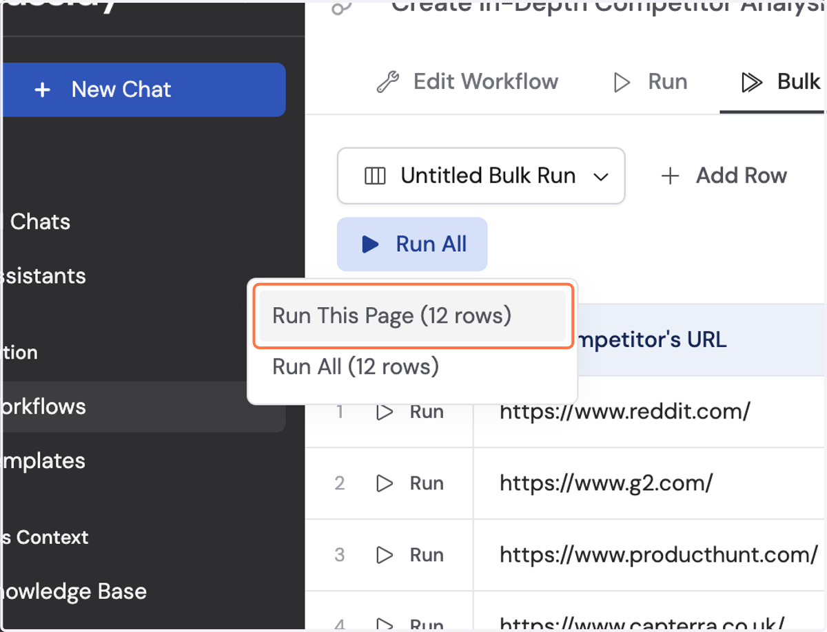 Click on Run This Page (12 rows)