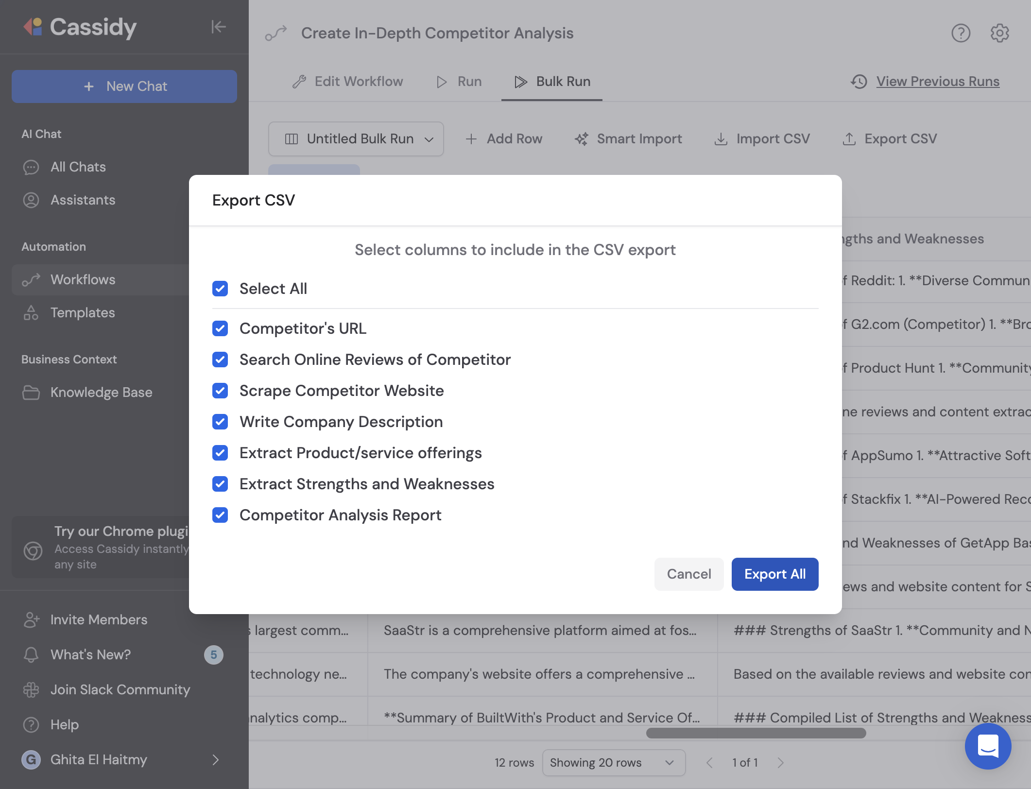 Click on Export CSV…