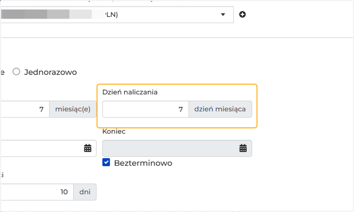 W który dzień miesiąca ma być wystawiany