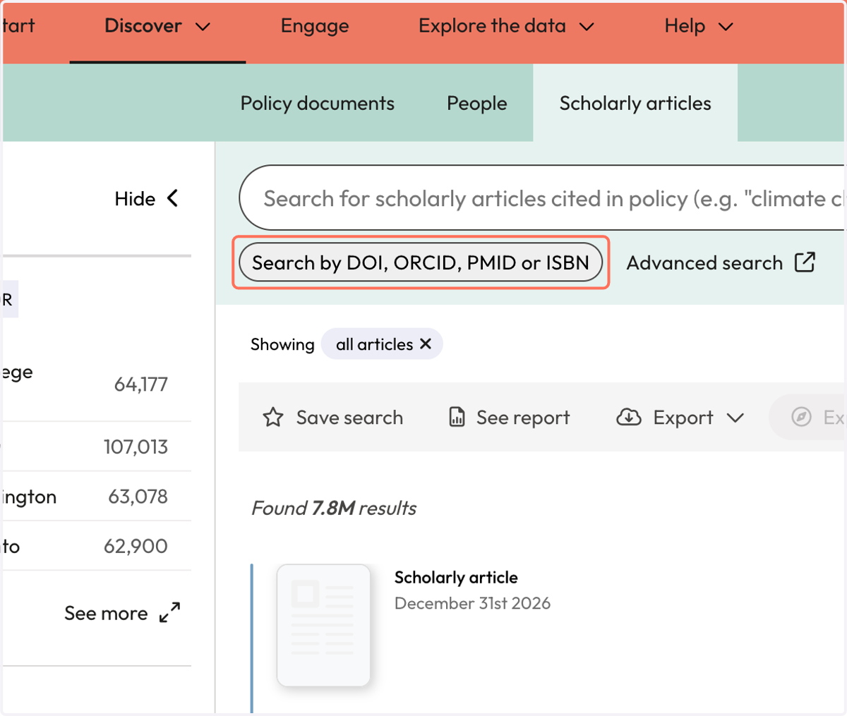 Click on the 'Search by DOI, ORCID, PMID or ISBN' button