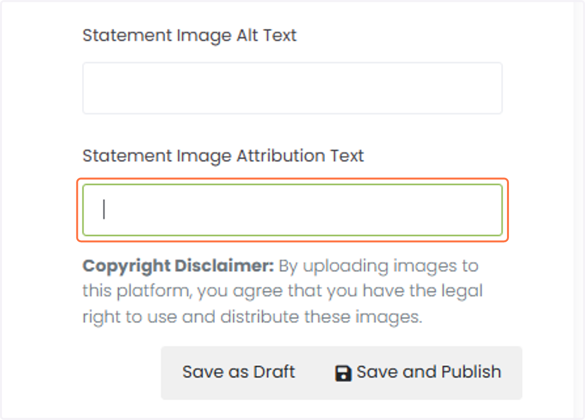 Add your photo attribution and/or caption. This will be visible to all users.