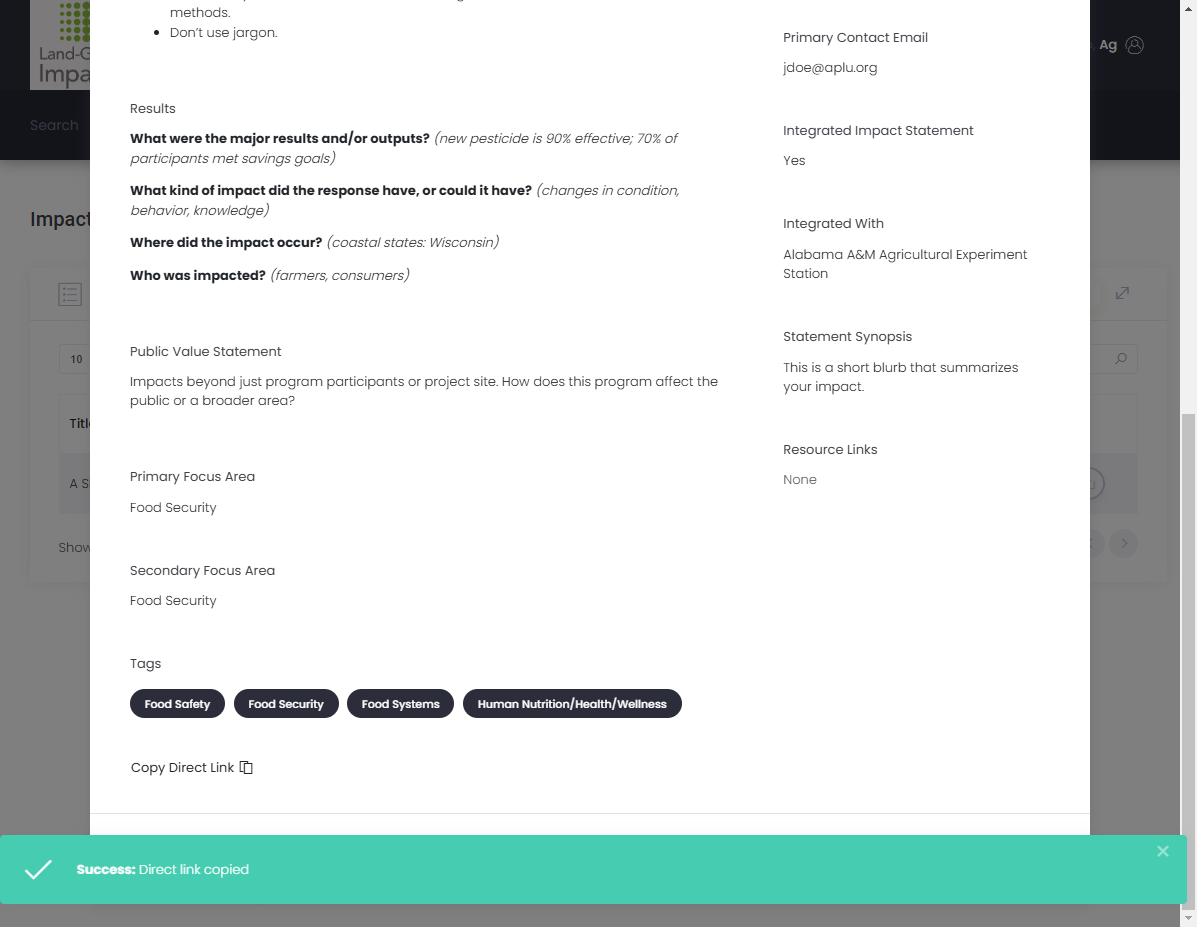A pop up will appear to let you know the link is in your clipboard, ready to be pasted.