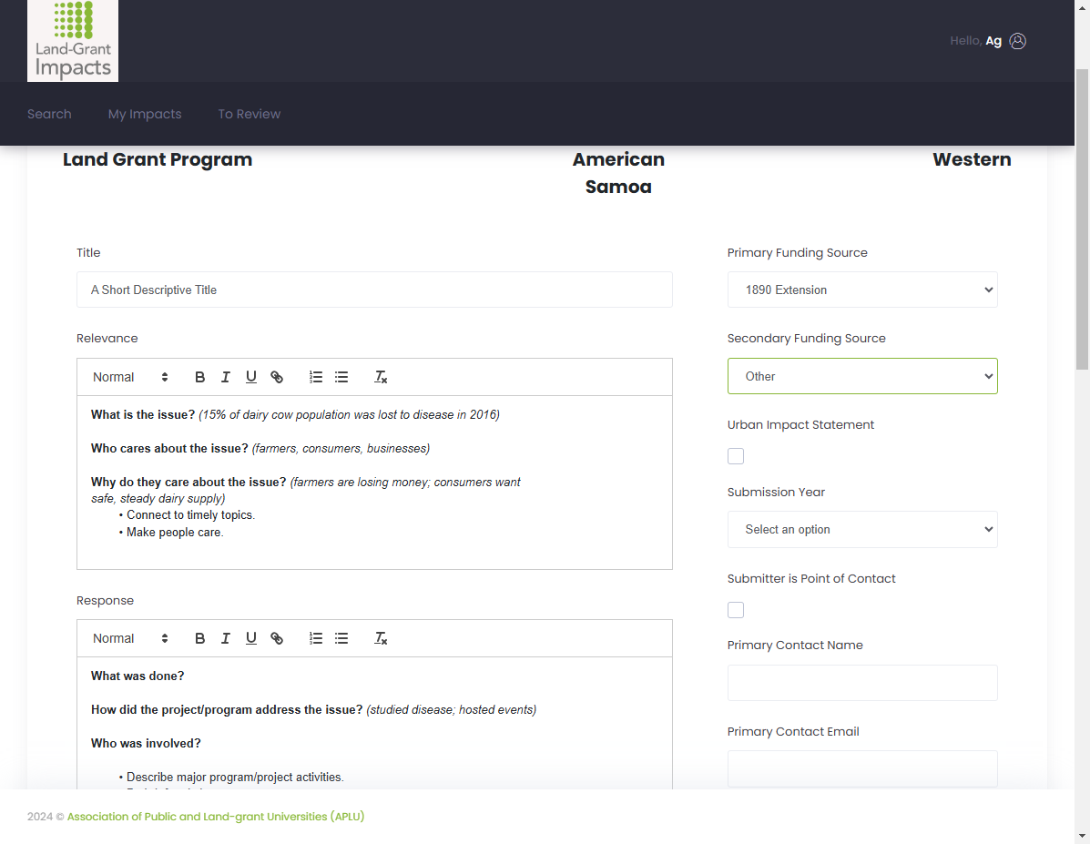 If relevant, select a secondary funding source.