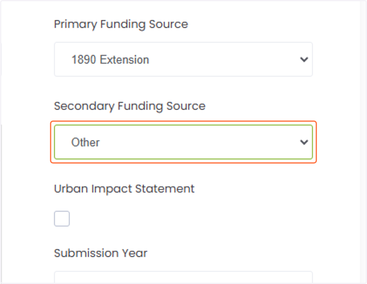 If relevant, select a secondary funding source.