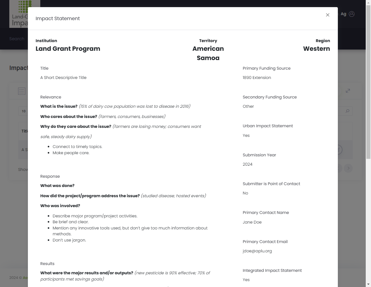 Review your impact statement. Please make sure that all the formatting has been applied correctly.