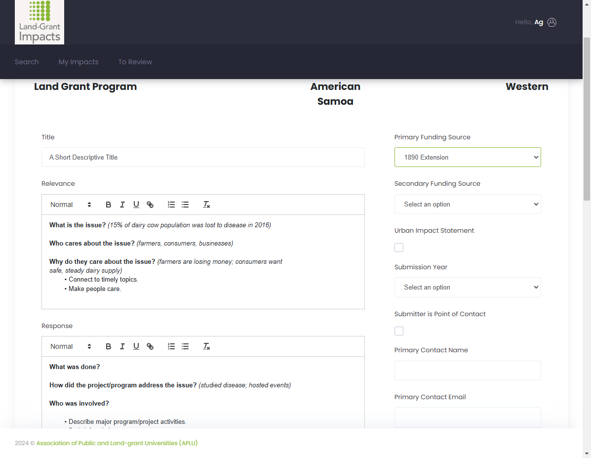 Select the primary funding source for the program or project.