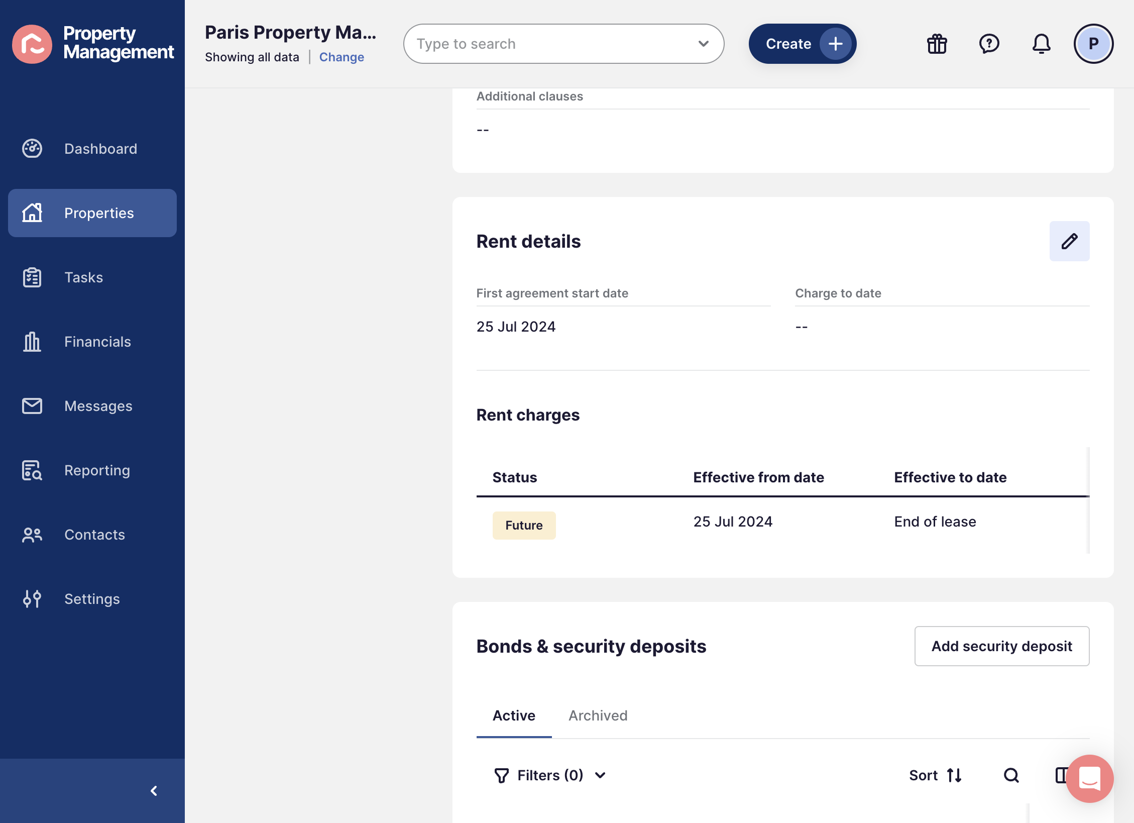 Click on the pencil edit button in the Rent details block