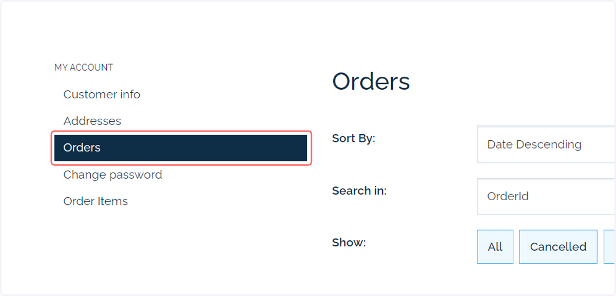 Navigate back to the Orders tab