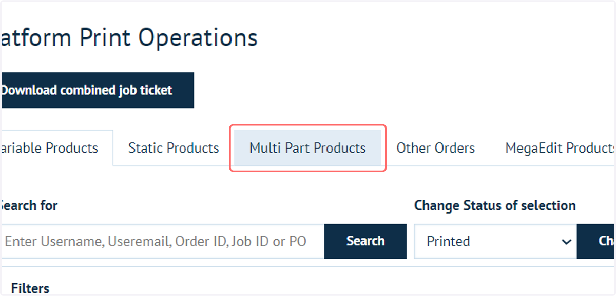 Click on Multi Part Products