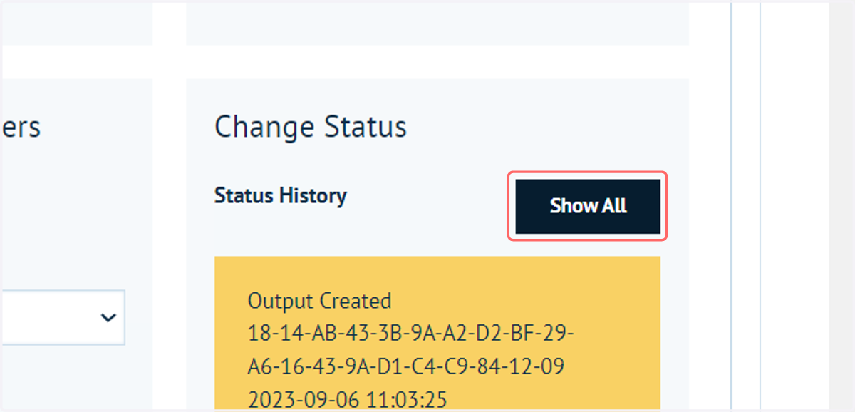 Click on Show All to view Status History
