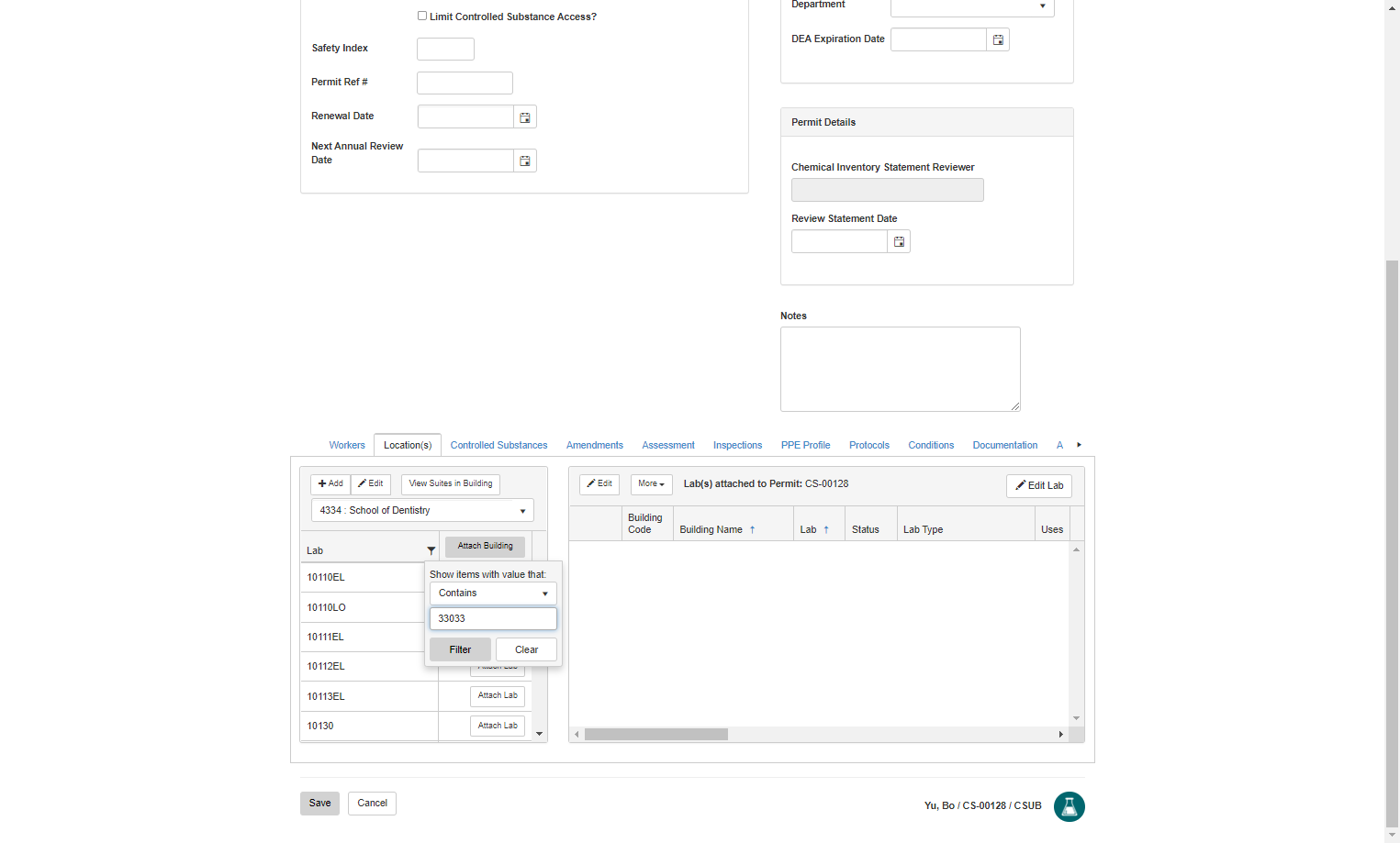Select the filter criteria and enter the room name/number.