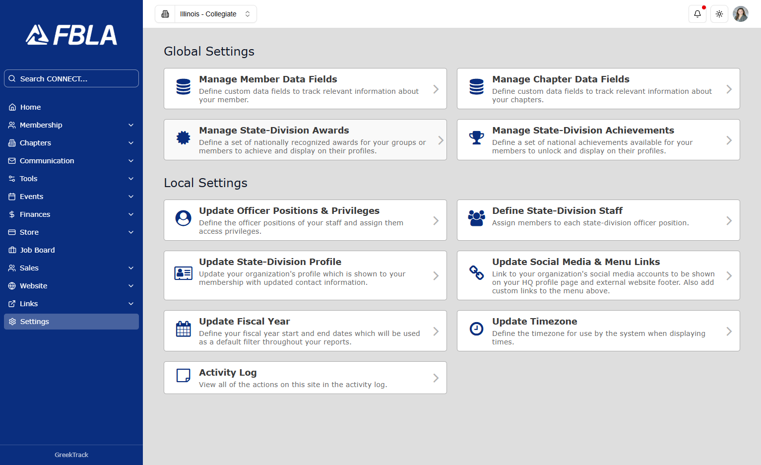 Click on Manage State-Division Awards…