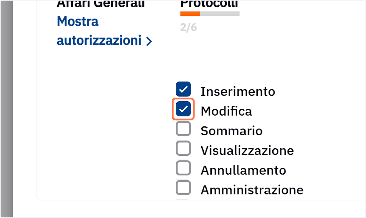 Modifica: consente di modificare un protocollo nei dati non obbligatori (note, classificazione di secondo livello)