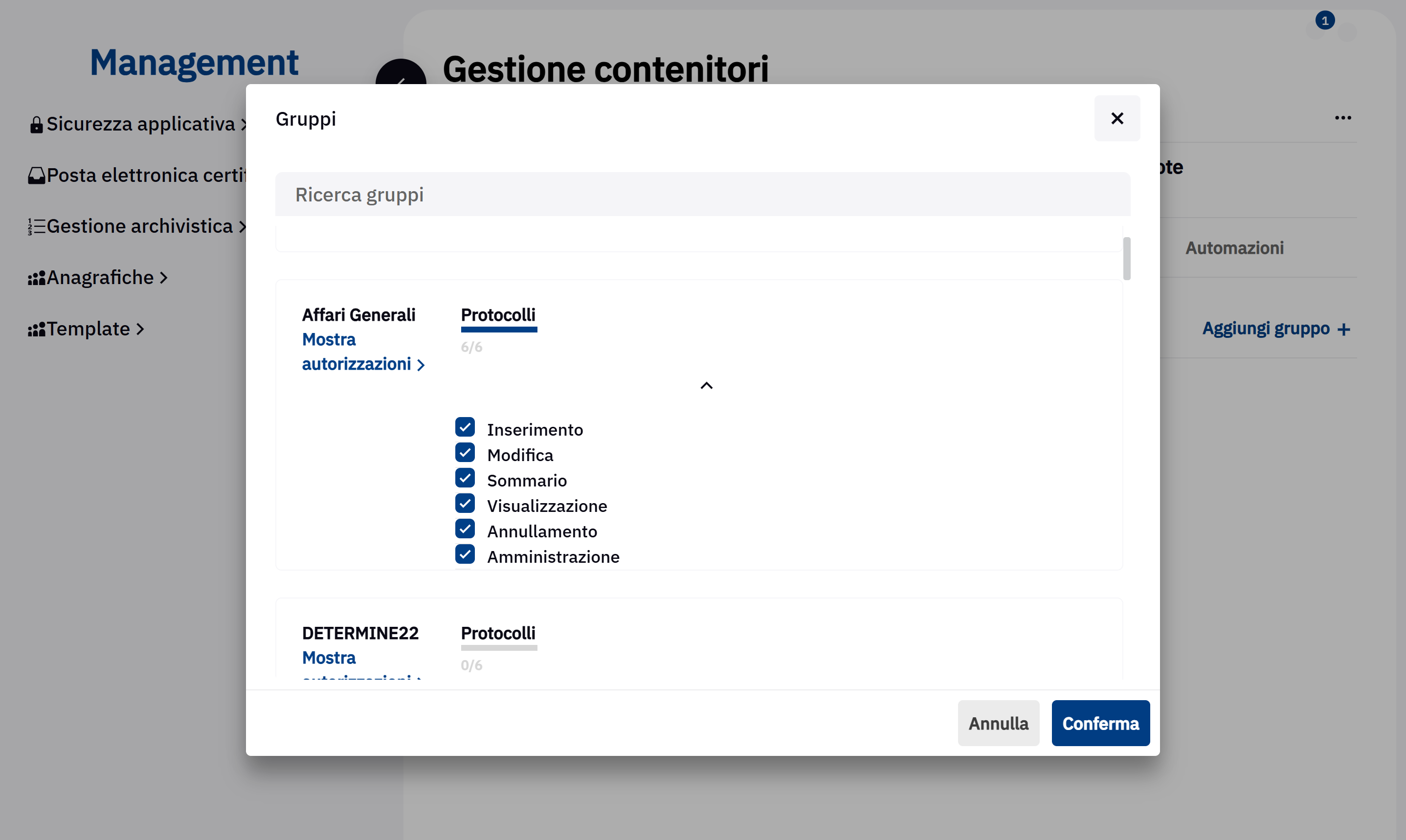 Click on Conferma