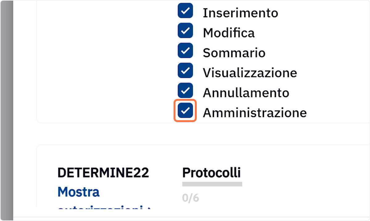 Amministrazione: da la possibilità di cambiare il contenitore del protocollo. Si vedranno solo i contenitori su cui si ha diritto di modifica.