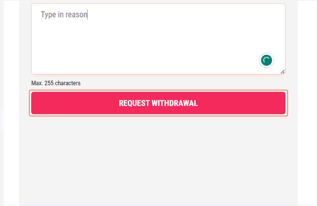 Click on REQUEST WITHDRAWAL