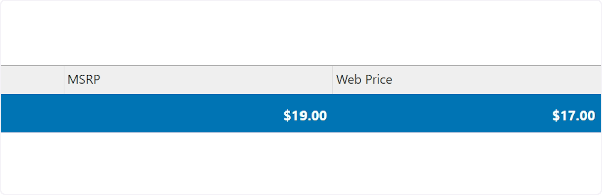 Enter the MSRP (if not already populated) and Web Price for the part number.