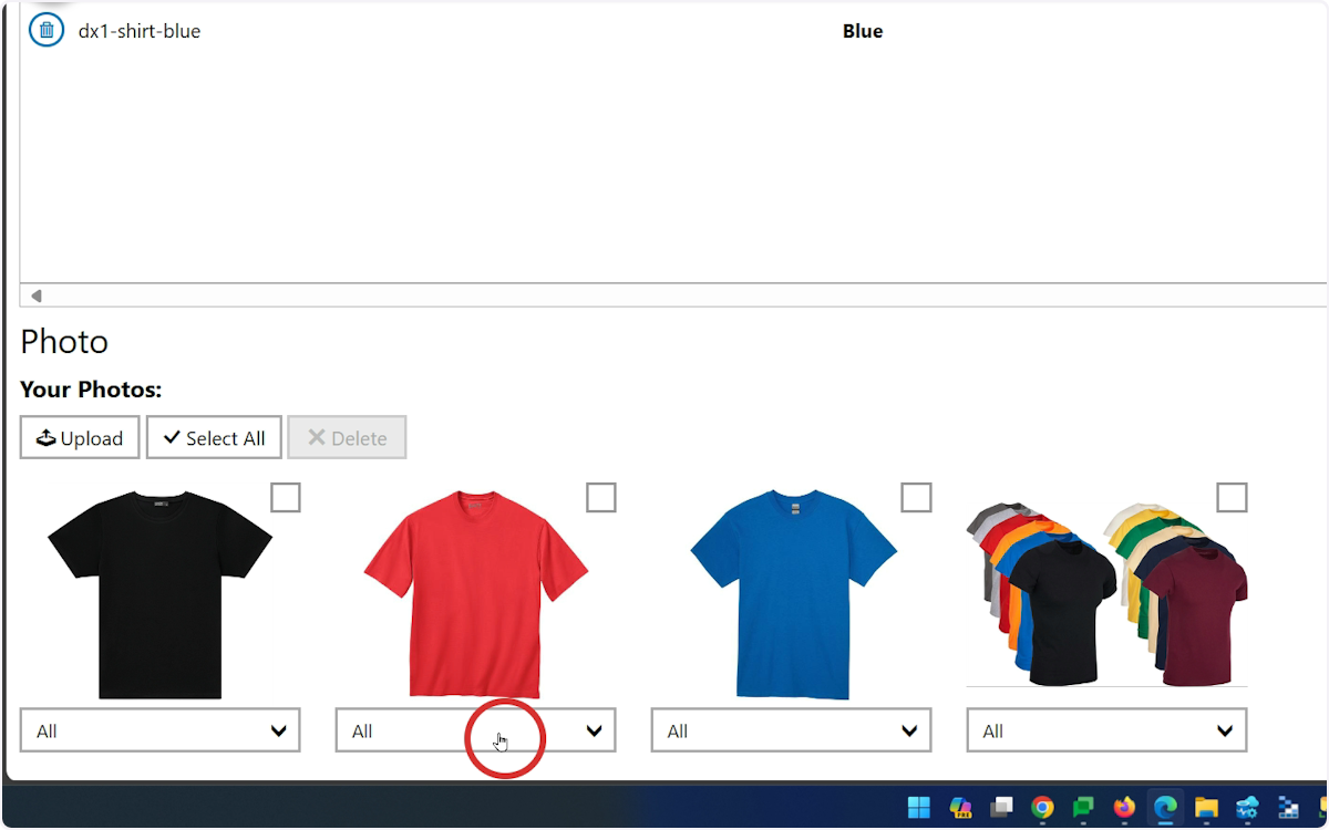 If any images apply only to a selection of the part numbers / SKUs for the product, you can assign them be selecting the dropdown below the image...