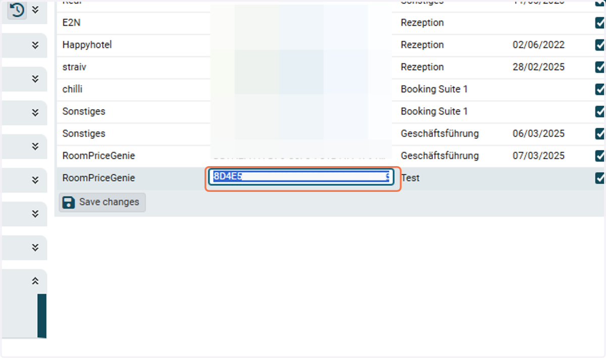 Copy the API Key and send it to RoomPriceGenie