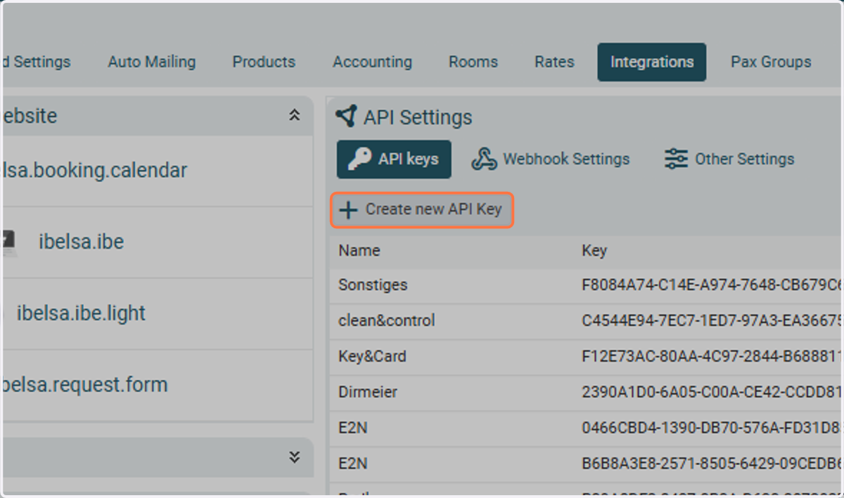 Click on Create new API Key