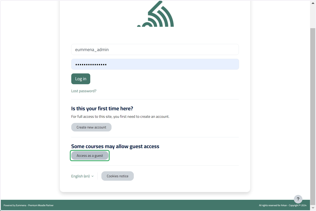 Click on Access as a guest