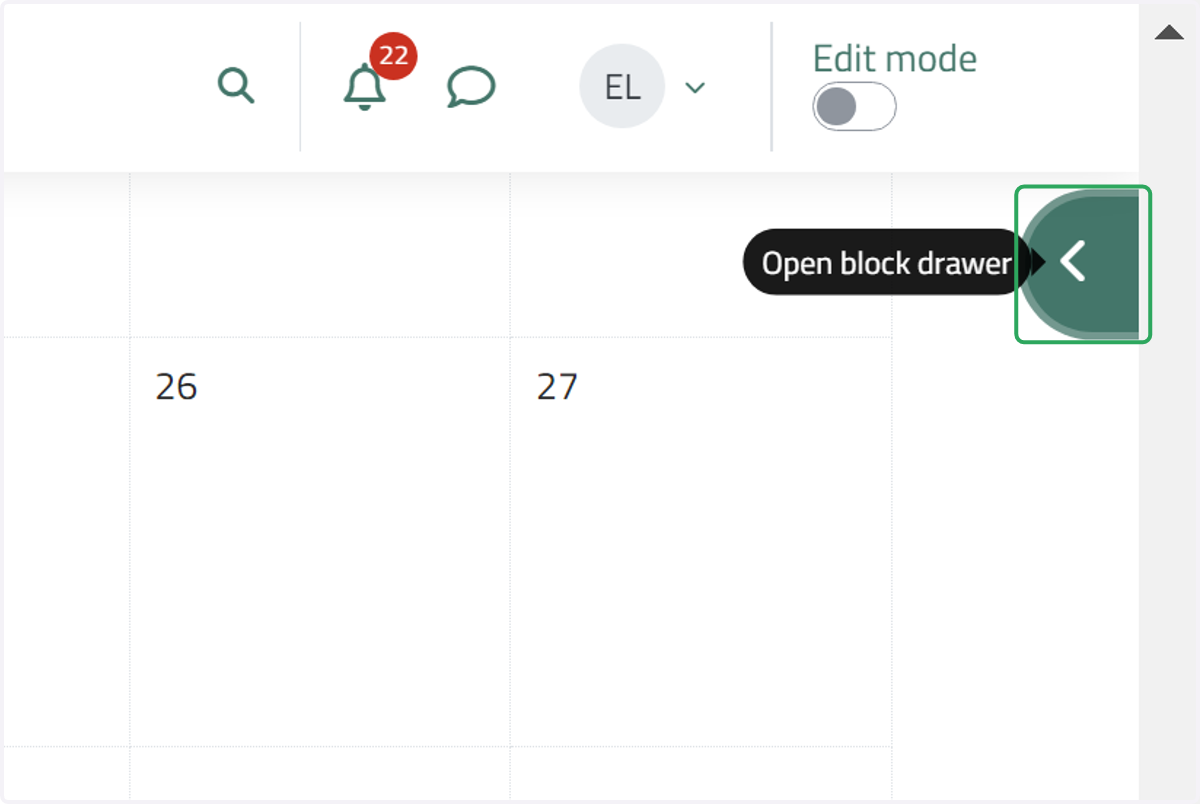 Click on Open block drawer