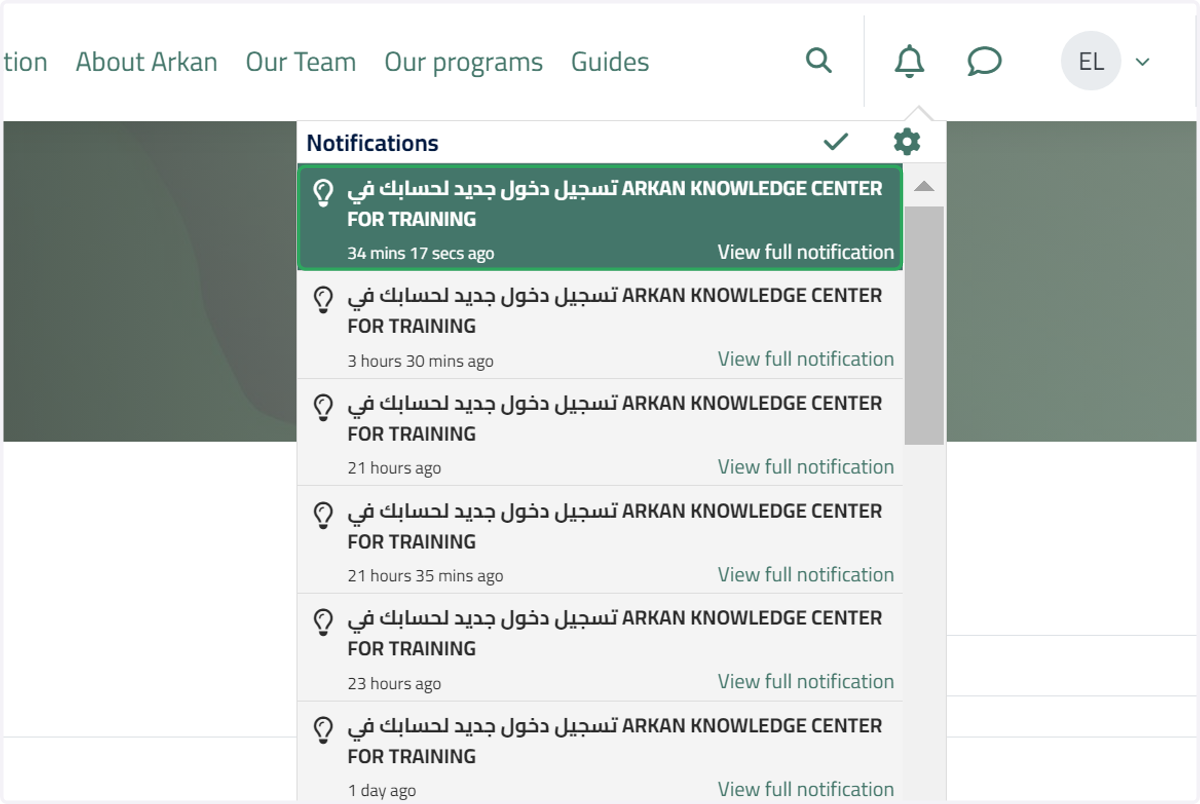 Notification window