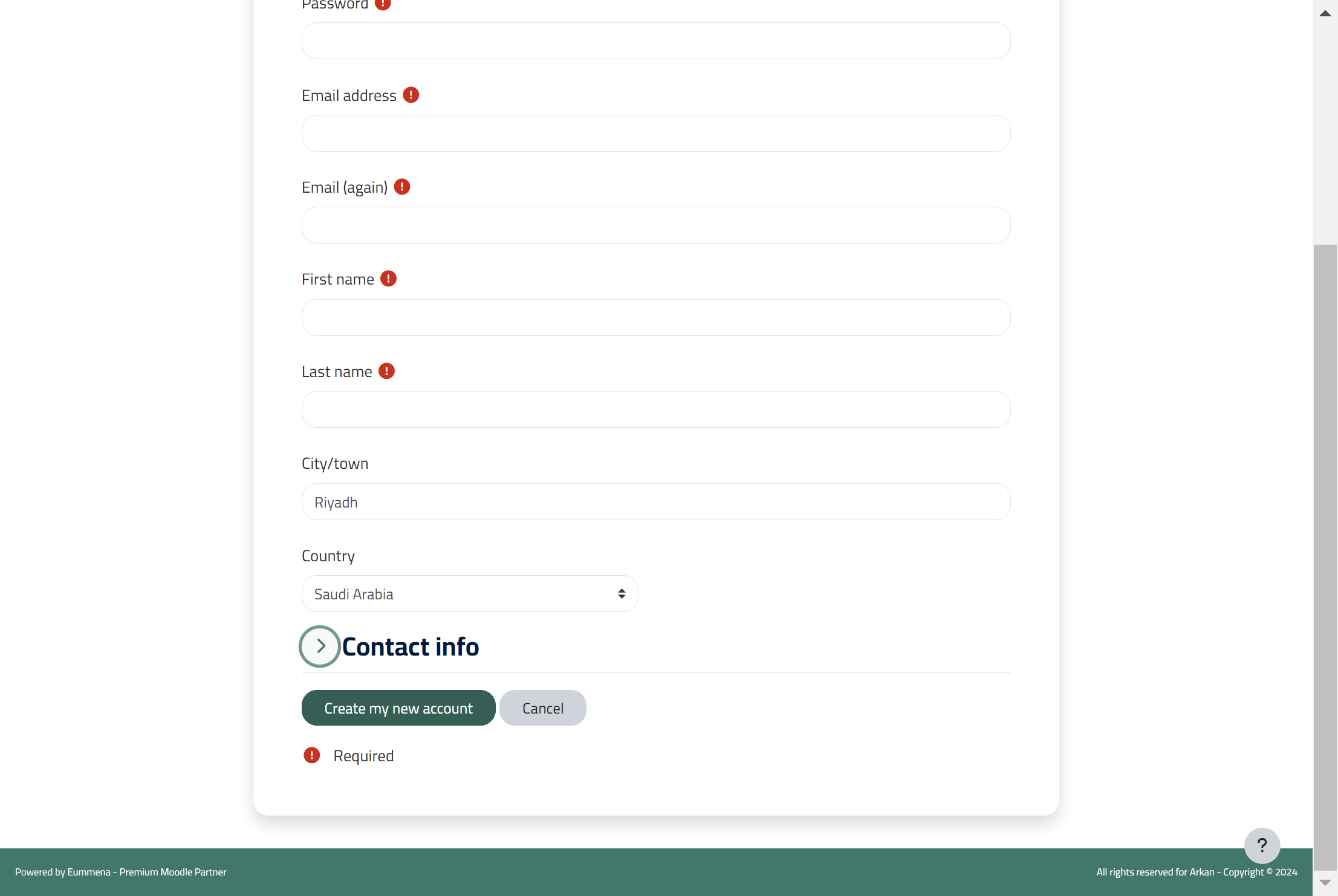 Click on Create my new account