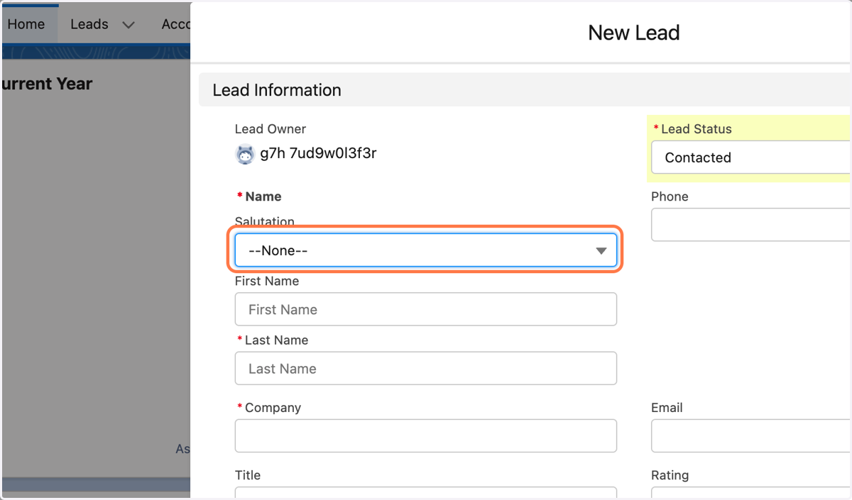 Enter the contact's information (First Name, Last Name)