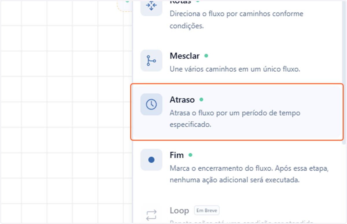 Arraste o nó de atraso para o canvas