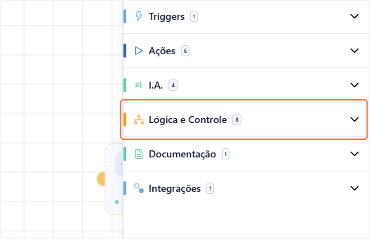 Expanda a seção Lógica e Controle