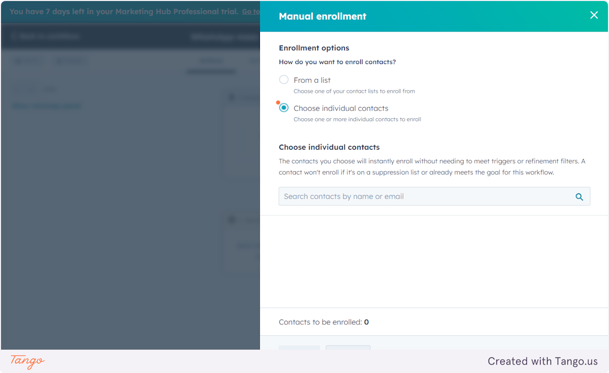 Enroll contact individual from CRM