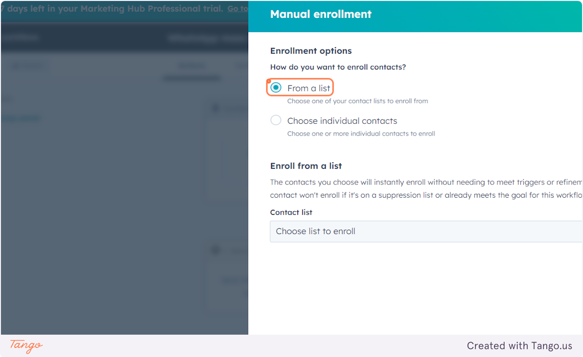 Enroll contacts from a list