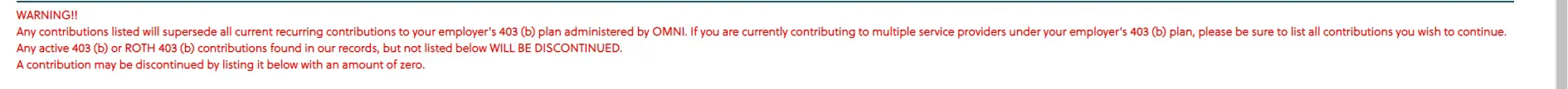 Before electing your contribution amount per pay period, please take note of the following message.