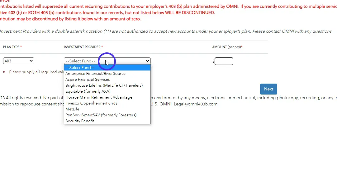 Then, select your investment provider
