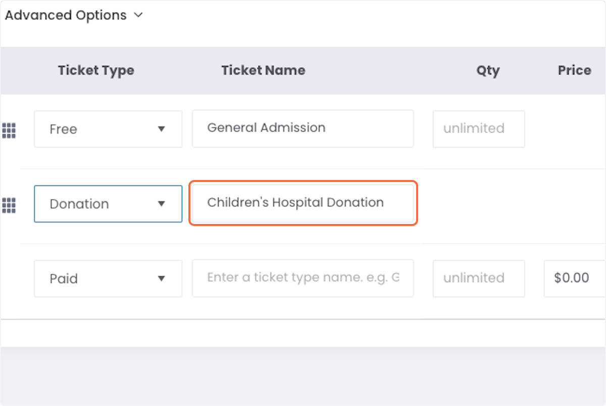 Set the name you want the donation to be called.
