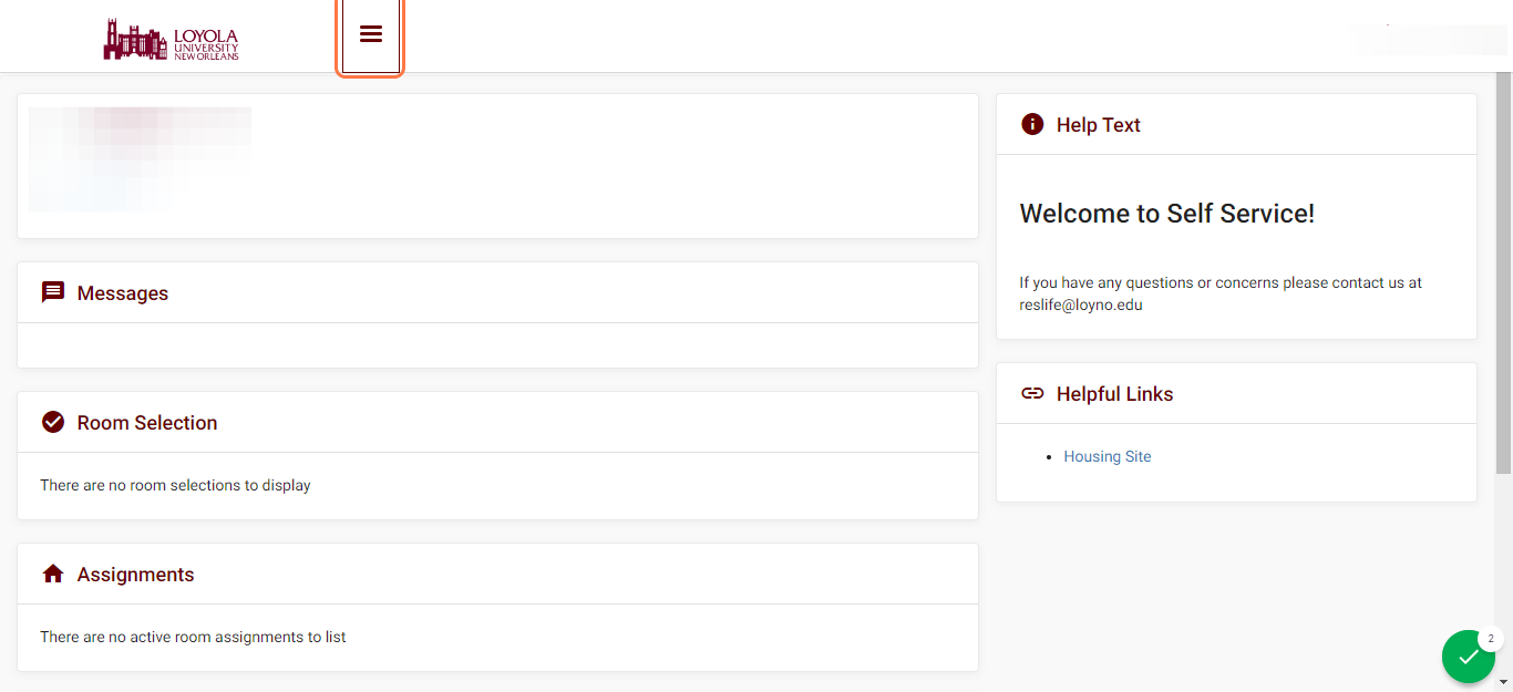 Once logged in, open the main navigation