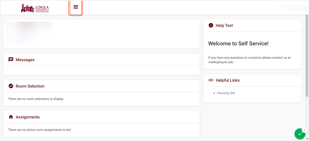 Once logged in, open the main navigation
