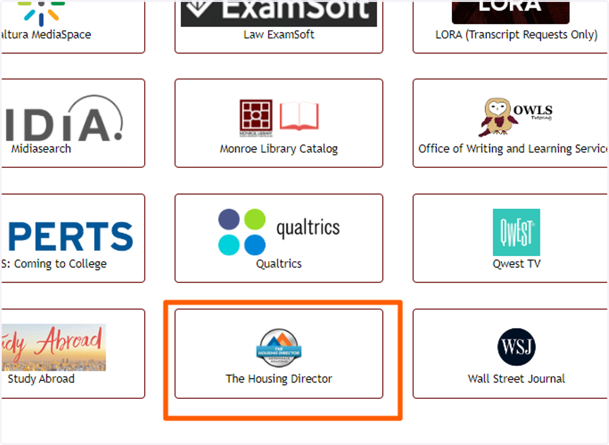 Click on "The Housing Director" under SSO Apps