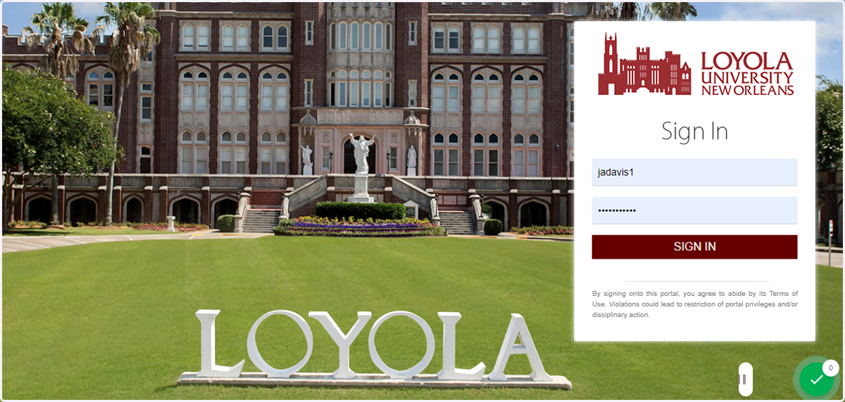 Log in to your Single Sign On using the appropriate credentials