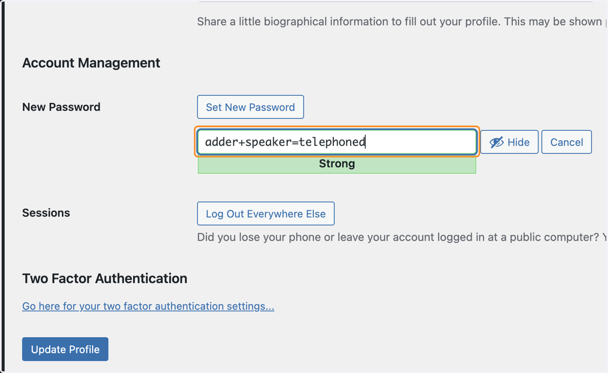 An example password: adder+speaker=telephoned