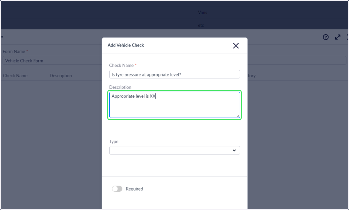 Fill out an optional description. This will also display in the mobile app.
